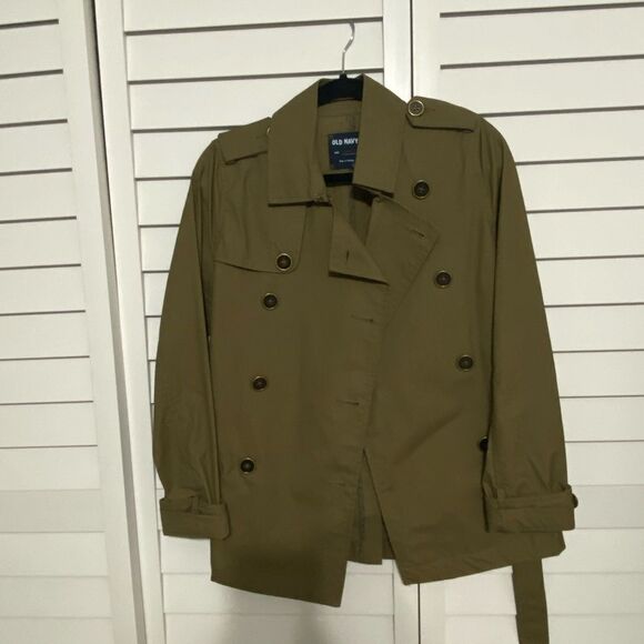 Old Navy Women’s Olive short trench style Coat - Picture 1 of 4